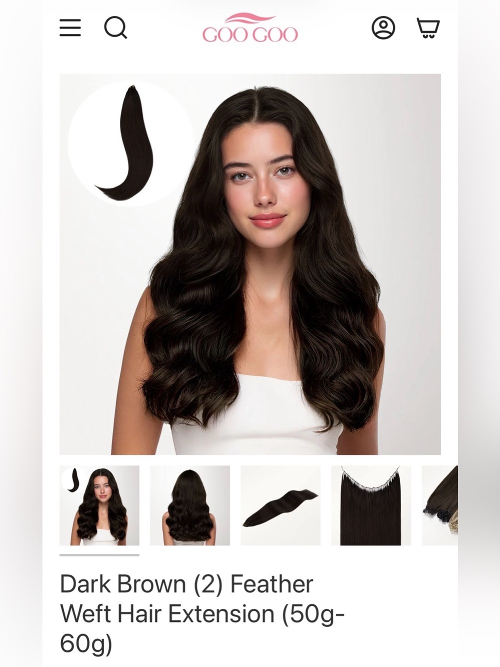Dark Brown Feather Weft Hair Extension (50g-60g)